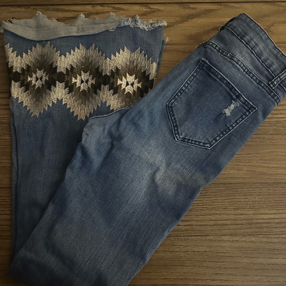 Crazy Train Flare Jeans with Aztec Pattern